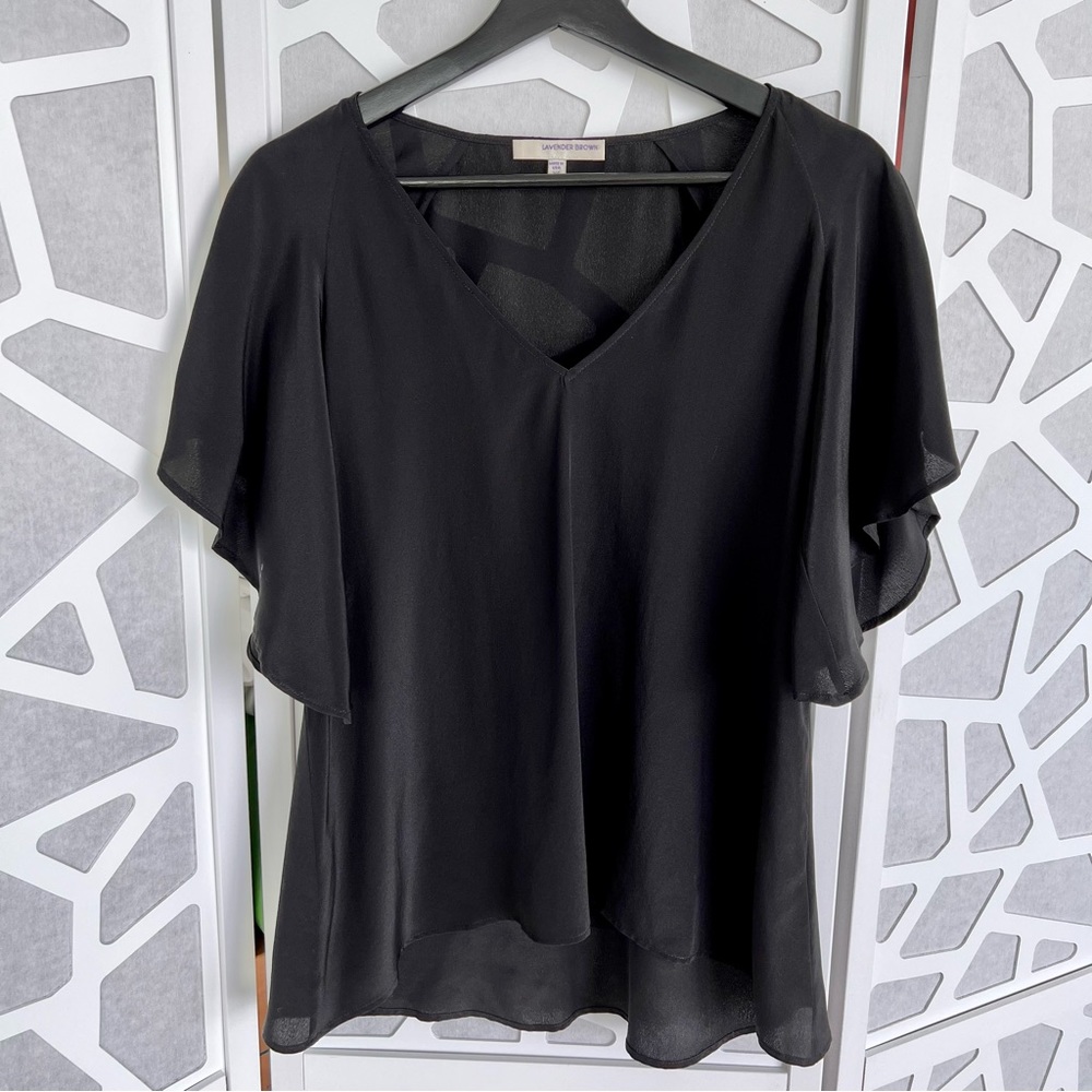 100% SILK OVERSIZED LAVENDER BROWN Blouse. XS